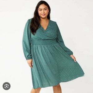 Draper James RSVP Green Dress with White polka dots 1X